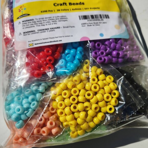 NEW 4200 Pony Beads Kandi 28 Colors Plastic Beads for Craft Bracelets Hair Beads - Picture 5 of 12